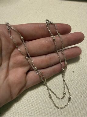 Sterling Silver 925 Italy Strand Bead Necklace 17’ in